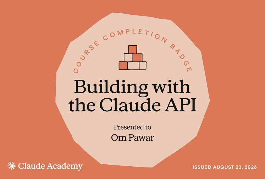Claude Academy course completion badge, Building with the Claude API