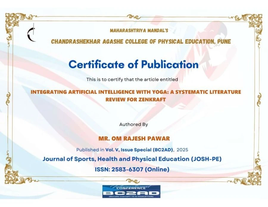 Certificate of publication in JOSH-PE